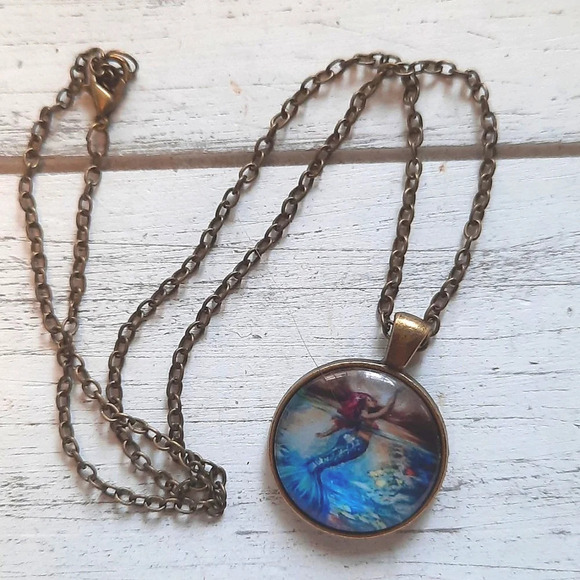 Bronze Mermaid Pendant Necklace - Picture 2 of 3